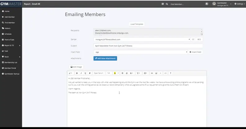 creating email content for bulk gym emails