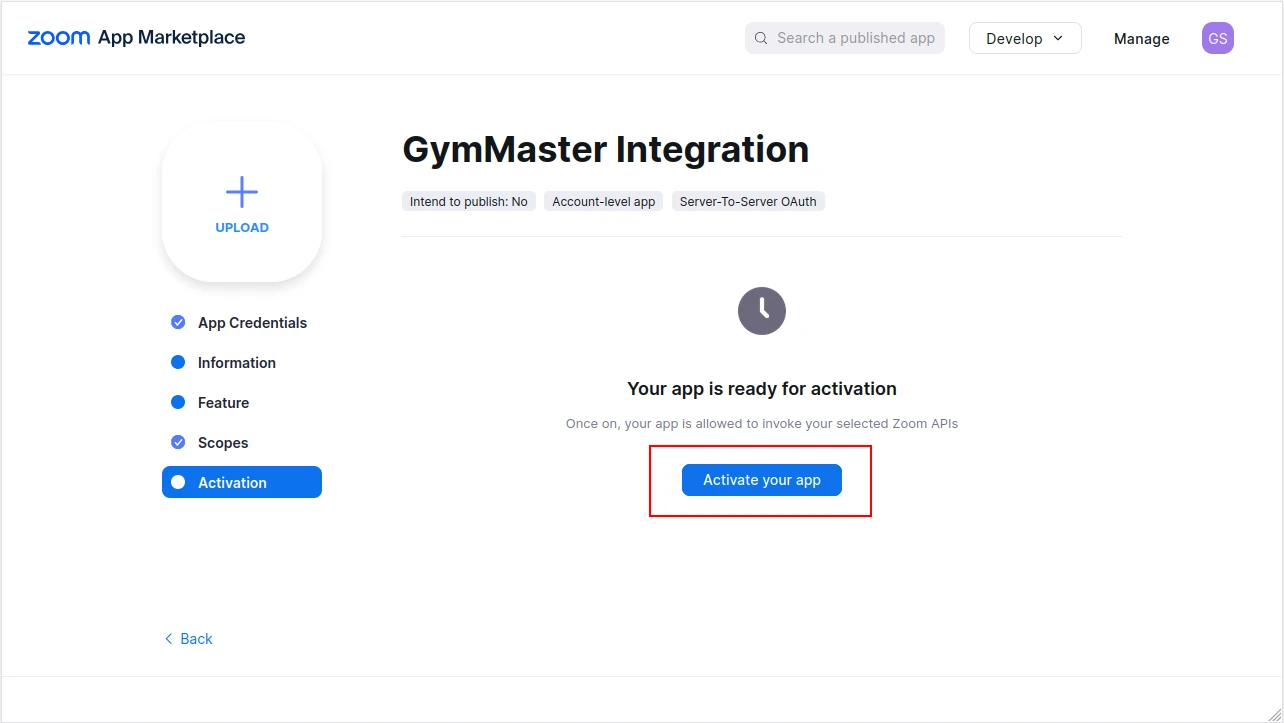 gymmaster zoom livestreaming integration step 10 within gymmaster